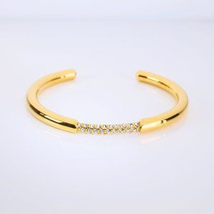 Monica Bejewelled 18K Gold Plated Cuff Bangle Bracelet - Clear